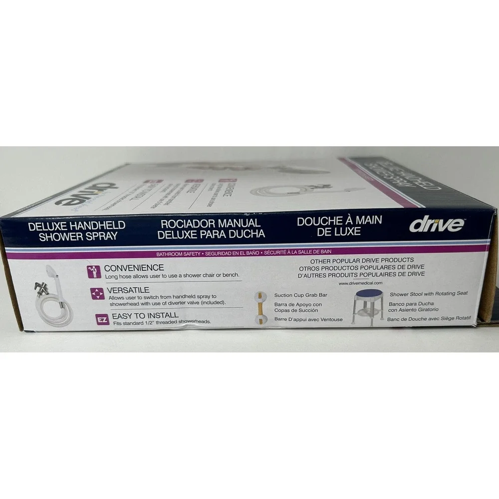 Drive Medical Deluxe Handheld Shower Spray White Shower Aid‎ Helper Easy
